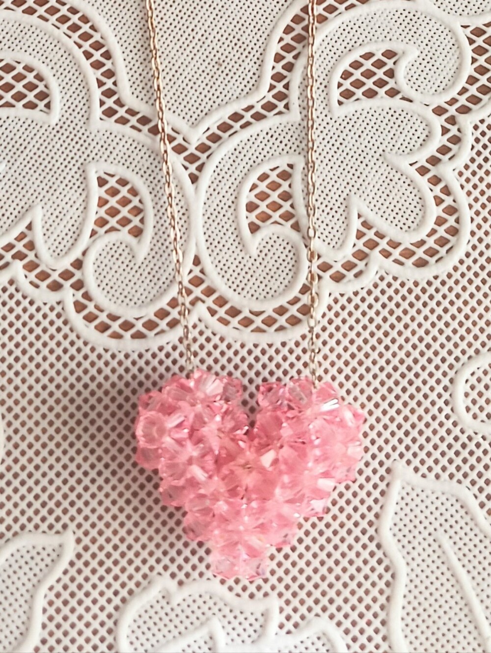 🩷Pink Swarovski Crystal Heart & Sterling Silver/925 Necklace🩷